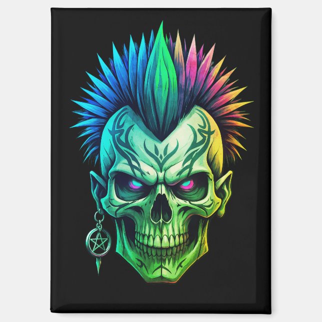 Imán Calavera Tribal (Anverso)