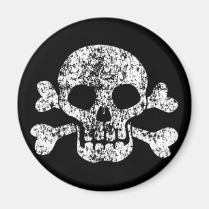 Imán Calavera y huesos cruzados gastados