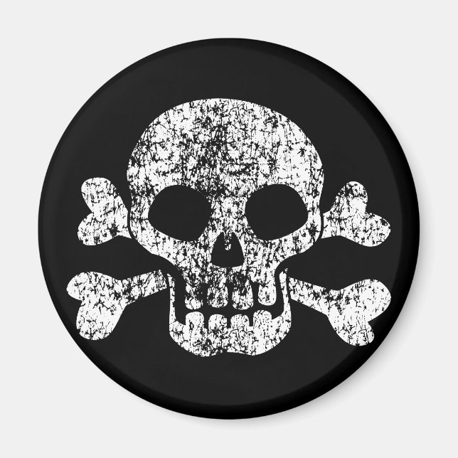 Imán Calavera y huesos cruzados gastados (Frente)