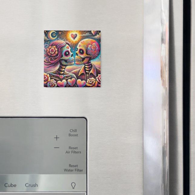 Imán Calaveras azucareras enamoradas Impresionista Chal (In situ (nevera))