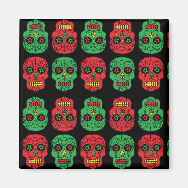 Imán Calaveras de azúcar de Navidad (Frente)