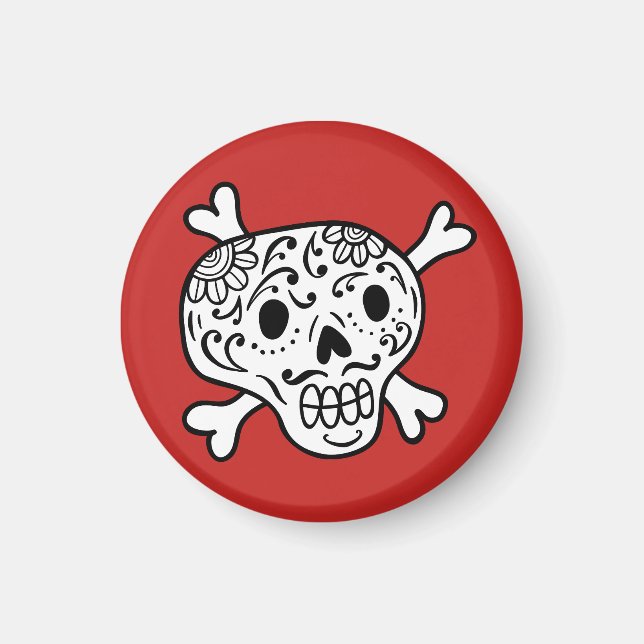 Imán Calaveras de azúcar divertidas (Frente)