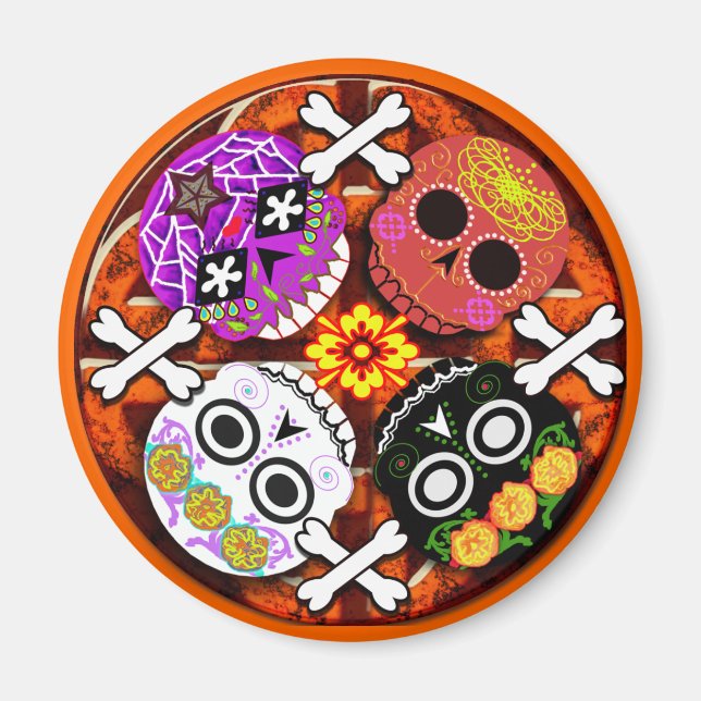 Imán calaveras de azúcar n' huesos (Frente)