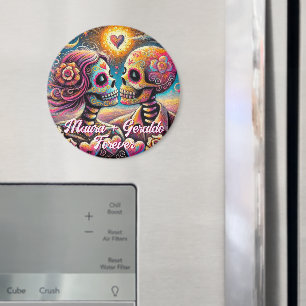 Imán Calaveras de Azúcar Personalizadas en Tiza Pastel