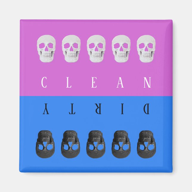 Imán Calaveras Limpiar Sucio Morado Azul Diversión Reve (Frente)