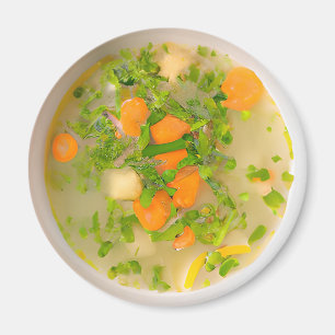 Imán Caldo de sopa de pollo y verduras