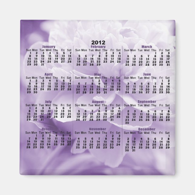Imán Calendario 2012 - Mapa del calendario de peones pú (Frente)