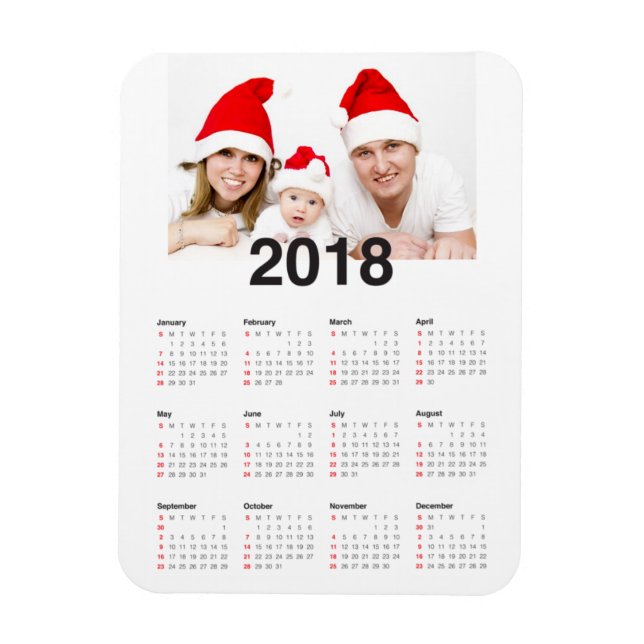 Imán Calendario 2018 con foto (Vertical)