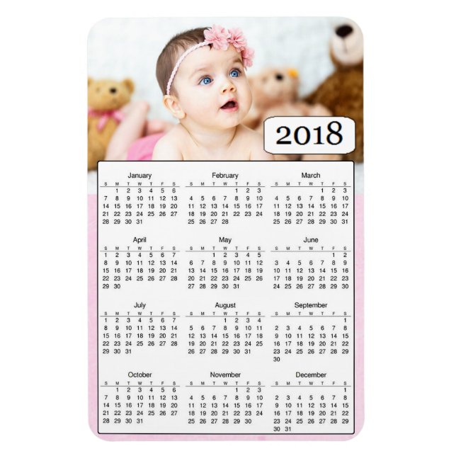 Imán Calendario 2018: Magnate personalizado de fotos de (Vertical)
