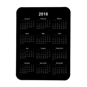 Imán Calendario 2018 - Texto blanco con fondo negro