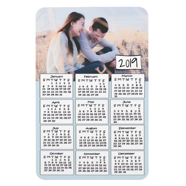 Imán Calendario 2019 Fotos personalizadas Blue Magnet (Vertical)