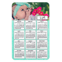 Imán Calendario 2019 Fotos Verde azuladas personalizada
