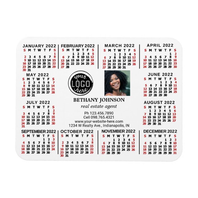 Imán Calendario 2022 Logo comercial Photo Text Easy Per (Horizontal)