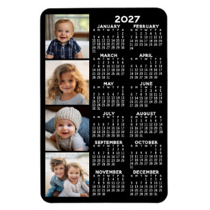 Imán Calendario 2023 con 4 Collages de fotos - negro