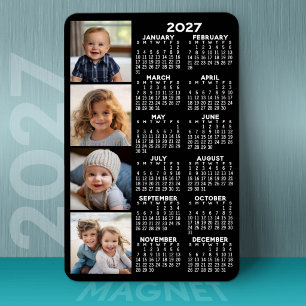 Imán Calendario 2023 con 4 Collages de fotos - negro