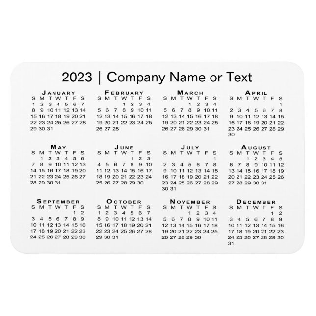 Imán Calendario 2023 con texto Personalizado blanco (Horizontal)