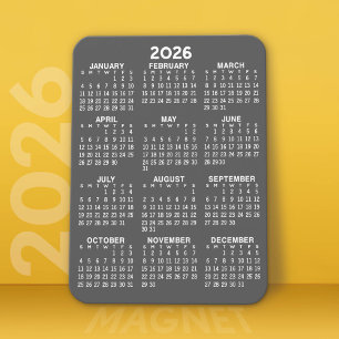 Imán Calendario 2023 - Mini Calendario gris básico