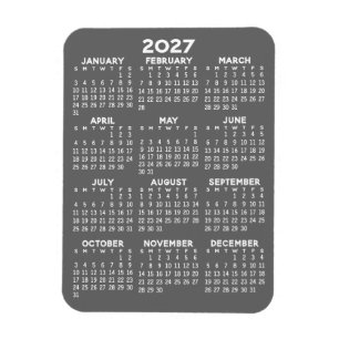 Imán Calendario 2023 - Mini Calendario gris básico