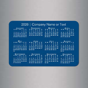 Imán Calendario 2026 azul y blanco con texto Personaliz