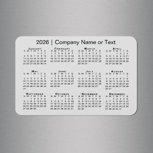 Imán Calendario 2026 con gris de texto Personalizado