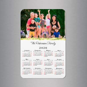 Imán Calendario 2026 con nombre de foto personalizable