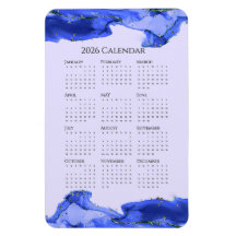 Calendario 2026 Olas de mármol azul oceánico