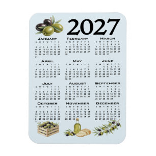 Imán Calendario 2027, Aceitunas Mediterráneas, Azul