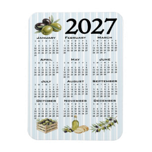 Imán Calendario 2027, Aceitunas Mediterráneas, Rayas Az
