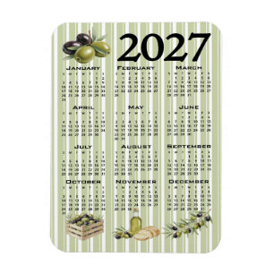 Imán Calendario 2027, Aceitunas Mediterráneas, Rayas Ve