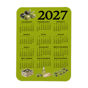 Imán Calendario 2027, Aceitunas Mediterráneas, Verdes