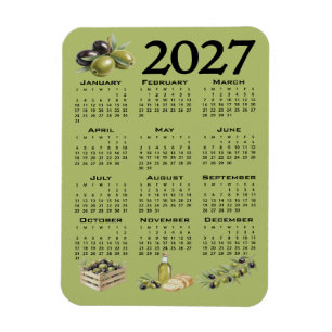 Imán Calendario 2027, Aceitunas Mediterráneas, Verdes