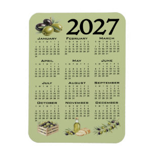 Imán Calendario 2027, Aceitunas Mediterráneas, Verdes