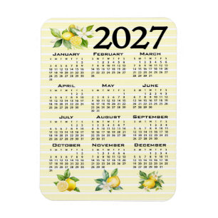 Imán Calendario 2027 al estilo italiano limones rayas a
