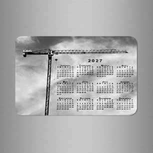 Imán Calendario 2027 de Foto de Grúa de Construcción Ge