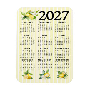 Imán Calendario 2027 estilo italiano limones rayas amar