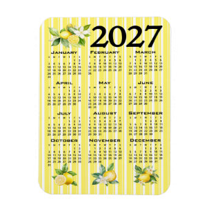 Imán Calendario 2027 estilo italiano limones rayas amar