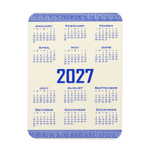 Imán Calendario 2027, Falso Griego, Café Cósmico Azul G