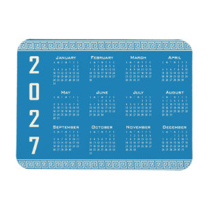 Imán Calendario 2027, Falso Griego, Cosmic Latte sobre