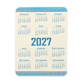 Imán Calendario 2027, Fret Griego, Azul sobre Cosmic La