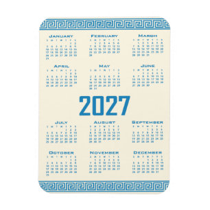 Imán Calendario 2027, Fret Griego, Azul sobre Cosmic La