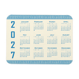 Imán Calendario 2027, Fret Griego, Azul sobre Cosmic La