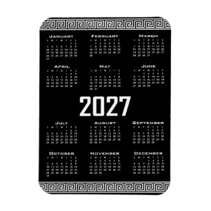 Imán Calendario 2027, Fret griego, Blanco sobre negro