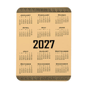 Imán Calendario 2027, Fret Griego, Negro sobre Beige