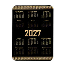 Calendario 2027, greca, beige sobre negro