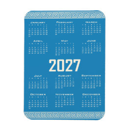 Imán Calendario 2027, Greca, Cosmic Latte sobre Azul