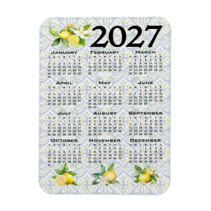 Imán Calendario 2027 Limones Azulejos Mediterráneos Ita