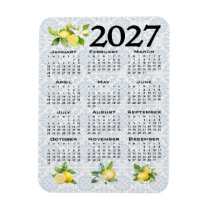 Imán Calendario 2027 Limones Azulejos Mediterráneos Ita