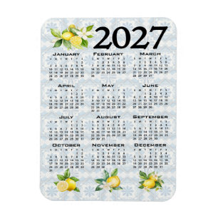 Imán Calendario 2027 Limones Azulejos Mediterráneos Ita