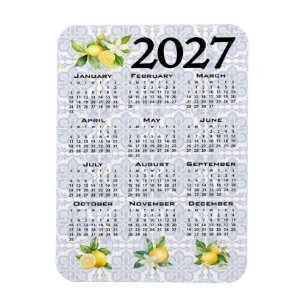 Imán Calendario 2027 Limones Azulejos Mediterráneos Ita