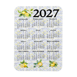 Imán Calendario 2027 Limones Italianos Azulejos Mediter